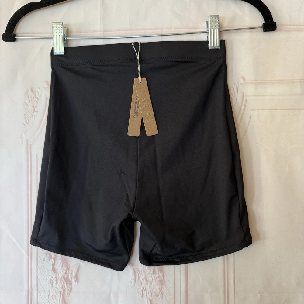 Skims Sporty Zipper Swim Short Size XXS Onyx Black NWT